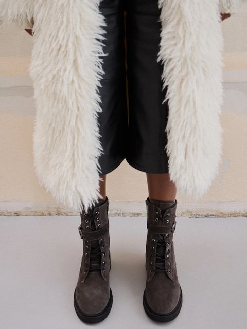 Answear.LAB workery zamszowe kolor szary na płaskim obcasie lekko ocieplone - zdjęcie produktu nr 1