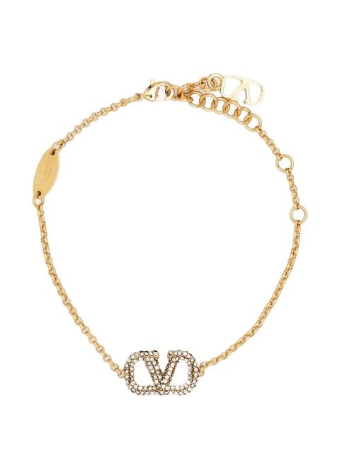 Valentino Garavani VLogo Signature crystal-embellished bracelet - Gold - zdjęcie produktu nr 1