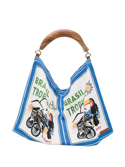 FARM Rio wooden handle graphic tote bag - White - zdjęcie produktu nr 1