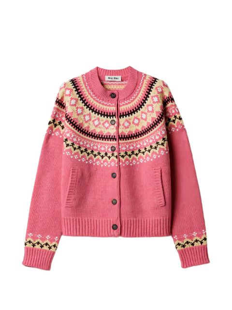 Miu Miu jacquard cardigan - Pink - zdjęcie produktu nr 1