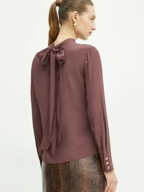 Twinset bluzka z domieszką jedwabiu kolor czerwony gładka 242TT2341