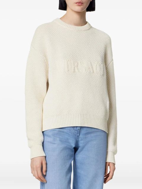 Versace textured-logo sweater - White