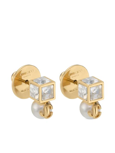 Jimmy Choo pearl cube studded earrings - Gold