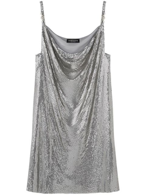 Versace cowl-neck mesh mini dress - Silver - zdjęcie produktu nr 1