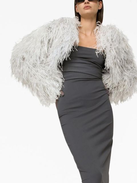 Dolce & Gabbana KIM DOLCE&GABBANA feather-trim bolero jacket - Grey