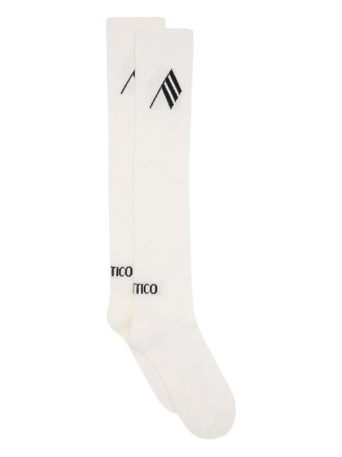 The Attico logo-embroidered knee-high socks - White - zdjęcie produktu nr 1
