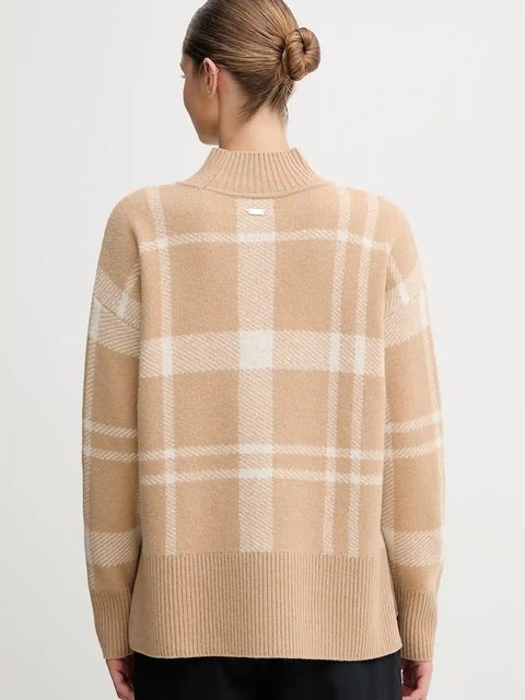 Barbour sweter z wełną HARRIET damski kolor beżowy lekki z półgolfem LKN1673