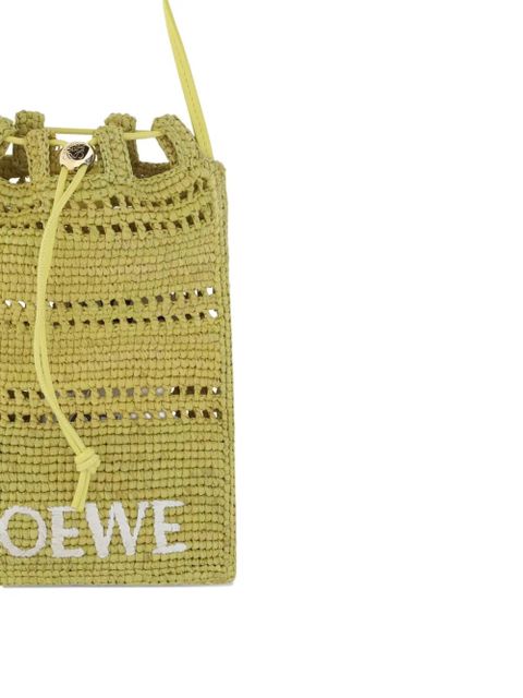 LOEWE raffia drawstring shoulder bag - Yellow