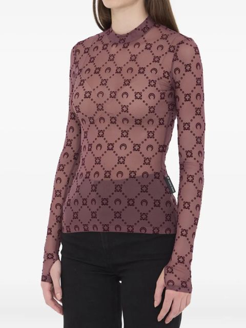 Marine Serre moon-print high-neck T-shirt - Red