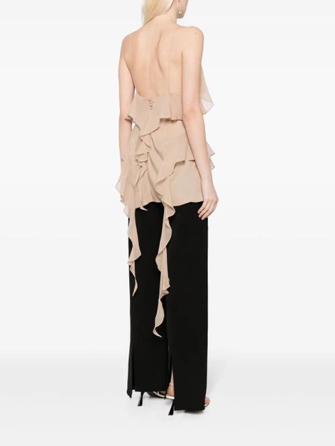 KHAITE draped silk top - Brown