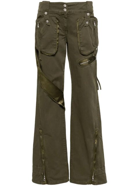 Blumarine satin-insert cargo trousers - Green - zdjęcie produktu nr 1