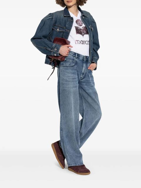 MARANT ÉTOILE metallic-logo linen t-shirt - White