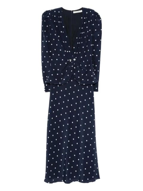 Alessandra Rich polka dot-print midi dress - Blue - zdjęcie produktu nr 1
