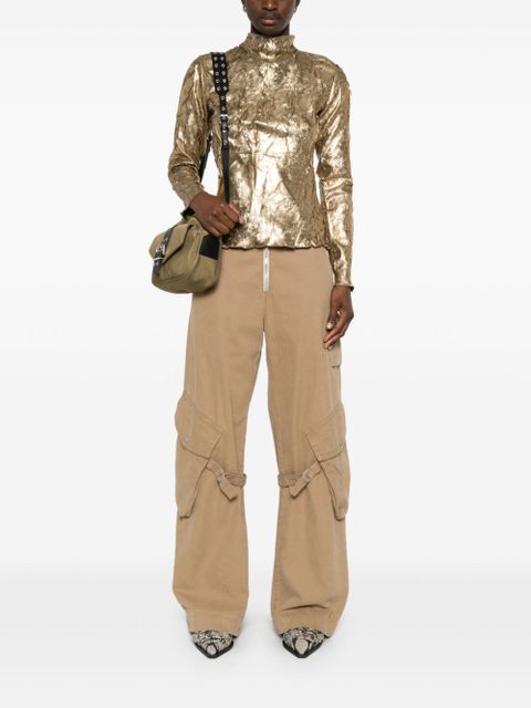 GANNI crinkled top - Gold