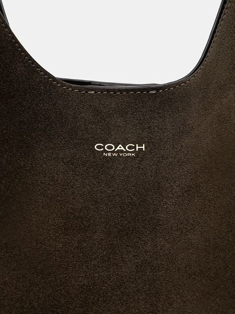 Coach torebka zamszowa Brooklyn kolor zielony CW636