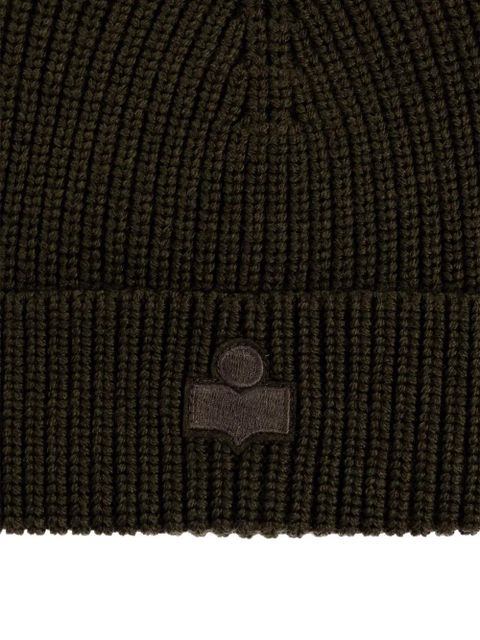 ISABEL MARANT ribbed logo beanie hat - Brown