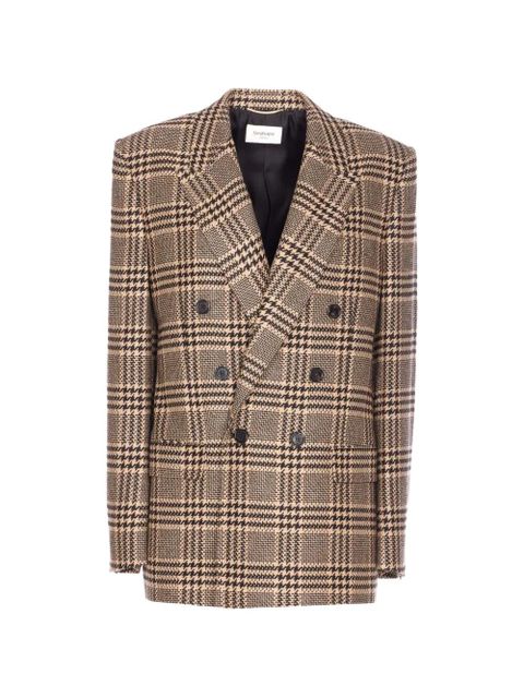 Saint Laurent double-breasted houndstooth blazer - Neutrals - zdjęcie produktu nr 1