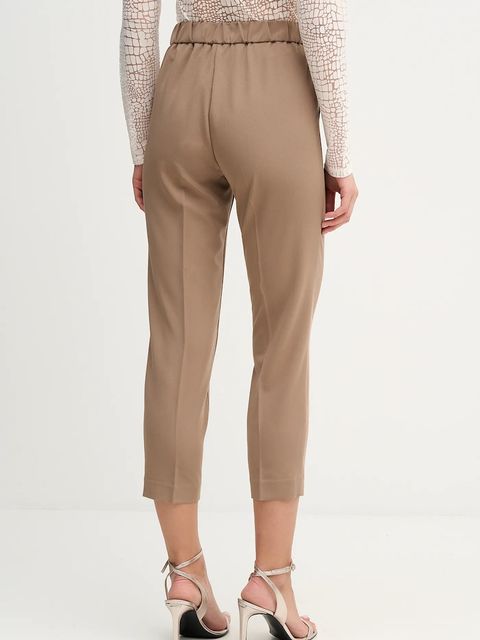 Sisley spodnie damskie kolor brązowy proste high waist