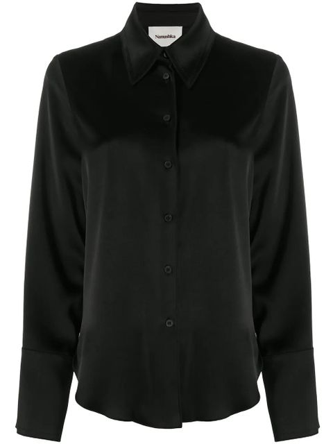 Nanushka Mandine satin long-sleeved shirt - Black - zdjęcie produktu nr 1