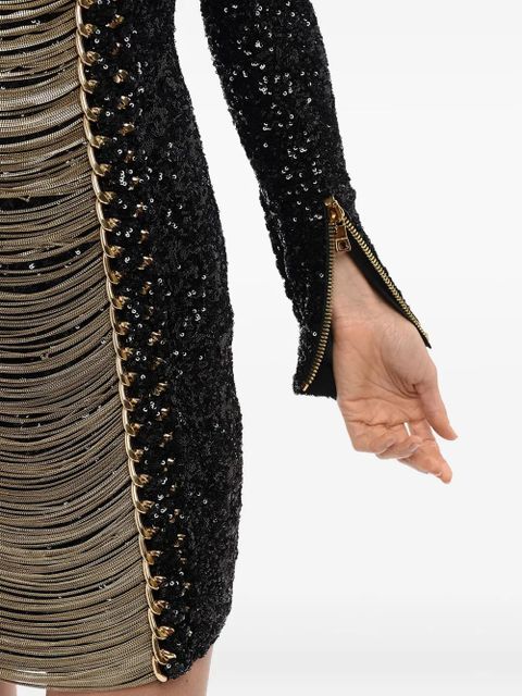 Balmain sequin-embellished mini dress - Black