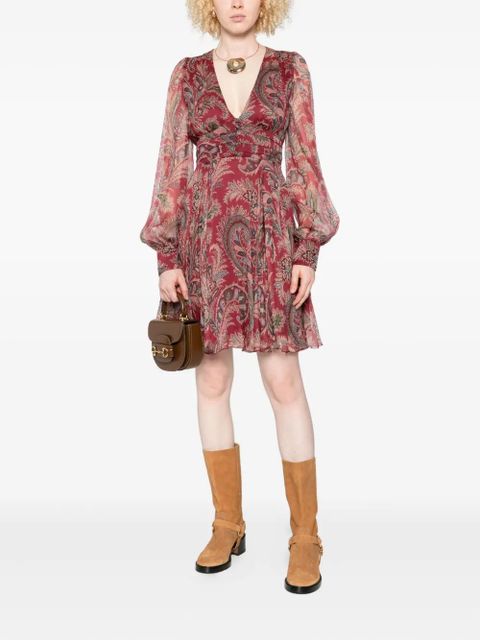 ETRO paisley-print v-neck mini dress - Red - zdjęcie produktu nr 2