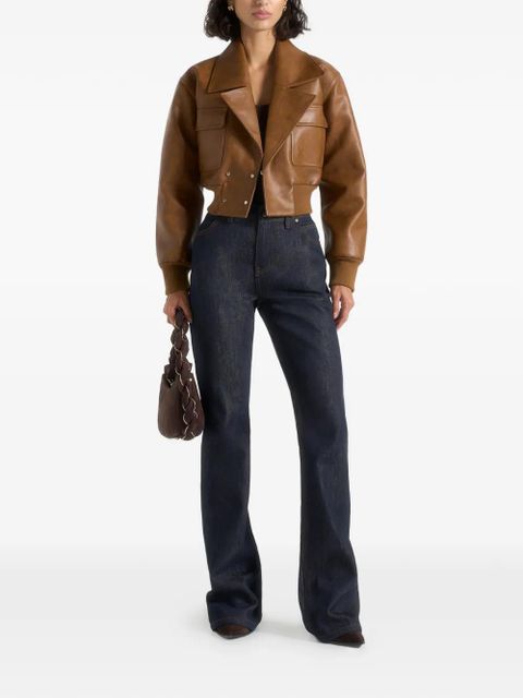 Manière De Voir Cosette lapel bomber jacket - Brown - zdjęcie produktu nr 2