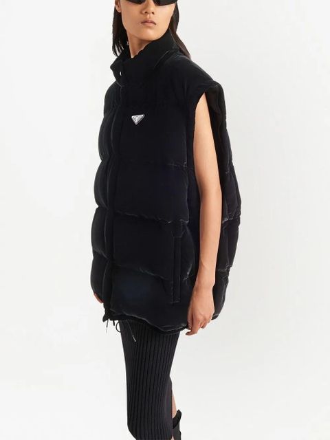 Prada convertible velvet down jacket - Black