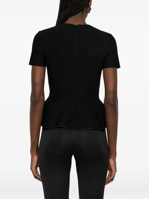 Alexander McQueen jacquard peplum hem T-shirt - Black
