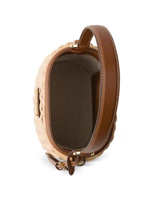 Prada wicker and leather bucket bag - Neutrals