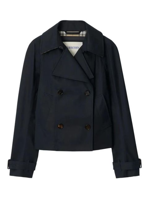 Burberry double-breasted belted cropped jacket - Blue - zdjęcie produktu nr 1