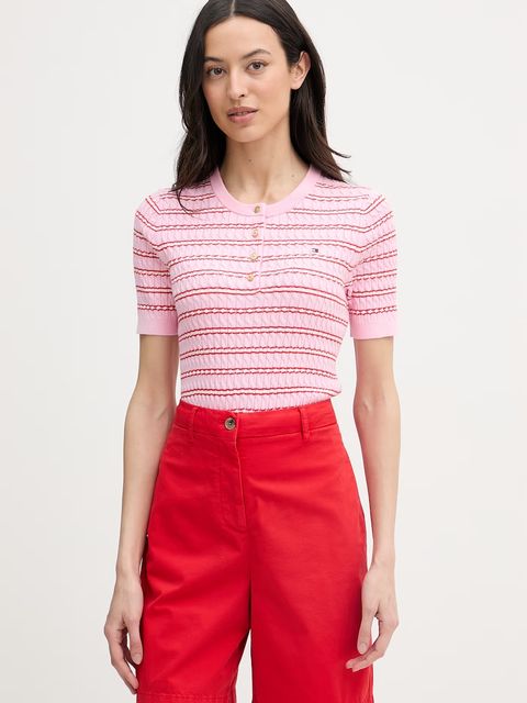 Tommy Hilfiger T-shirt swetrowy damski bawełniany - zdjęcie produktu nr 1