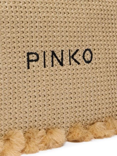 PINKO tassel top-zip clutch bag - Neutrals