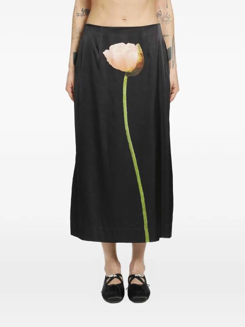 Simone Rocha poppy-motif pencil skirt - Black - zdjęcie produktu nr 1