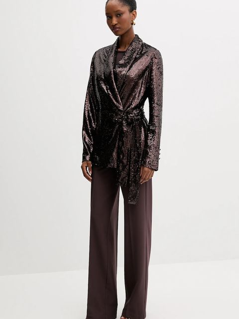 Silvian Heach marynarka WERTON kolor brązowy niezapinana GPA25483GC - zdjęcie produktu nr 2