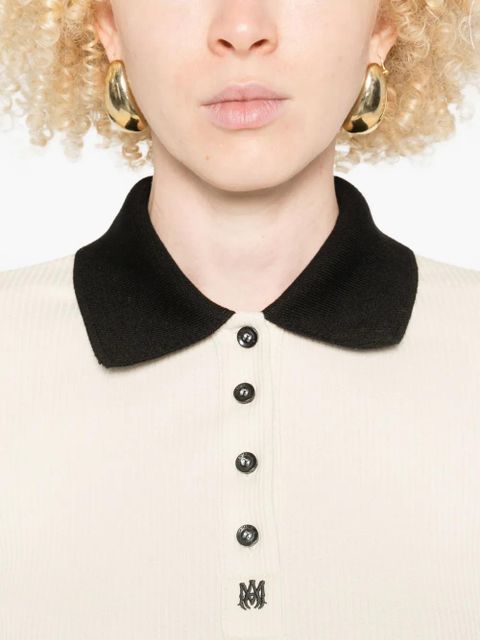 AMIRI ribbed-knit polo top - Neutrals