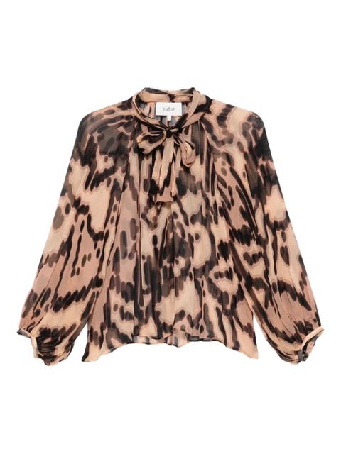 Ba&Sh Alof neck-tie graphic-print blouse - Neutrals - zdjęcie produktu nr 1