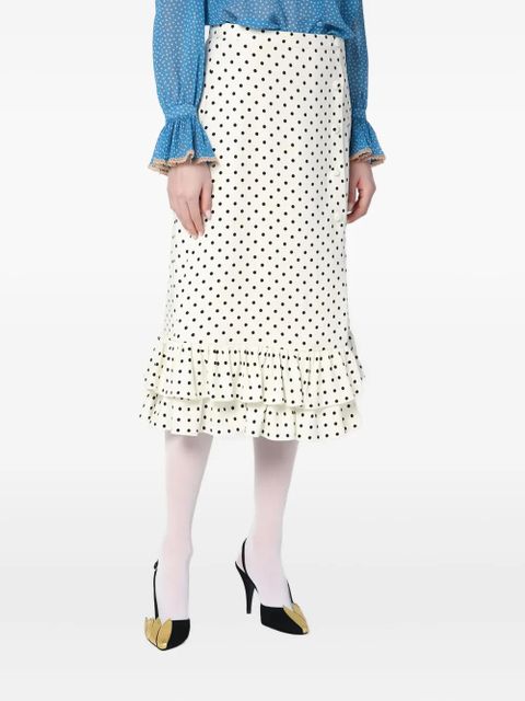 Valentino Garavani polka dot-print midi skirt - White