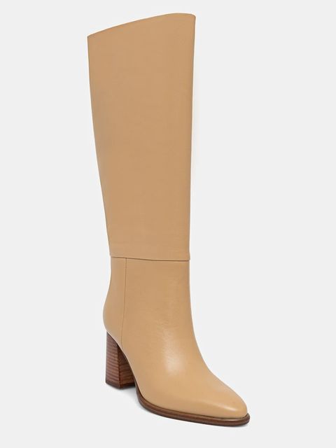 Guess kozaki skórzane PERINNA damskie kolor beżowy na słupku FLFPER LEA11 - zdjęcie produktu nr 1