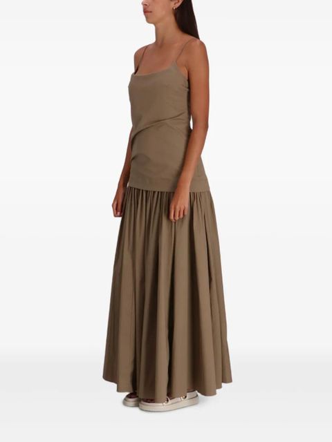 STAUD gathered-skirt slip midi day dress - Brown - zdjęcie produktu nr 2