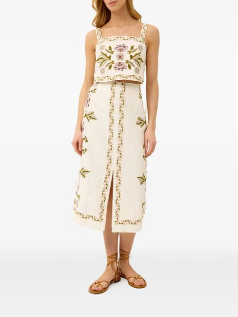 Marie Oliver Meara floral-print slit skirt - Neutrals - zdjęcie produktu nr 2