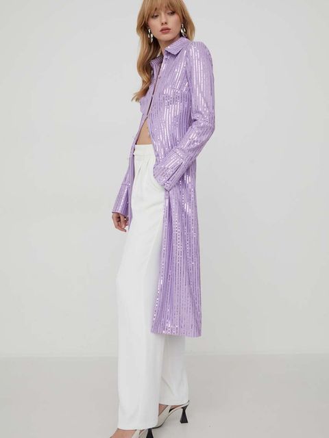 Stine Goya sukienka kolor fioletowy midi dopasowana SG5709