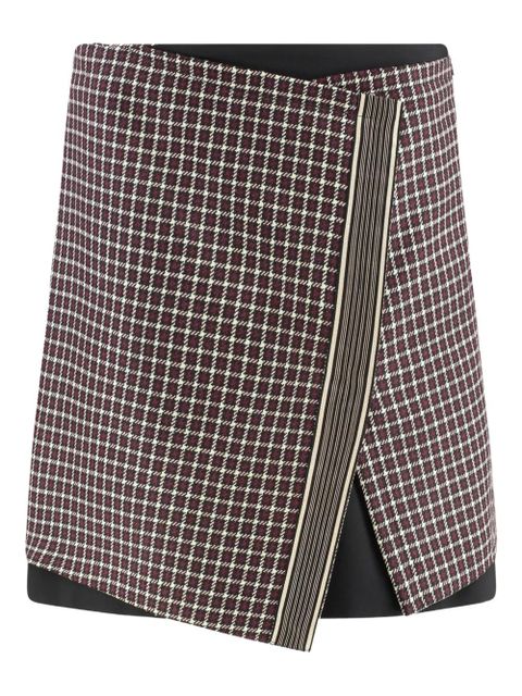 ETRO asymmetrical layered check skirt - Black