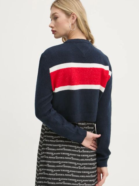 Tommy Jeans sweter z domieszką wełny damski kolor granatowy DW0DW19341
