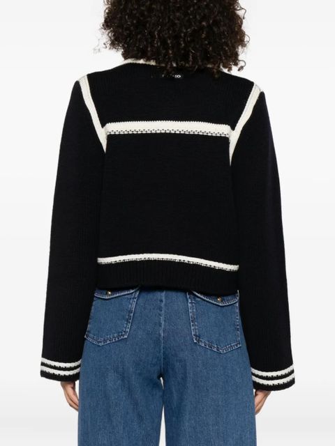 PINKO ribbed-knit wool cardigan - Blue