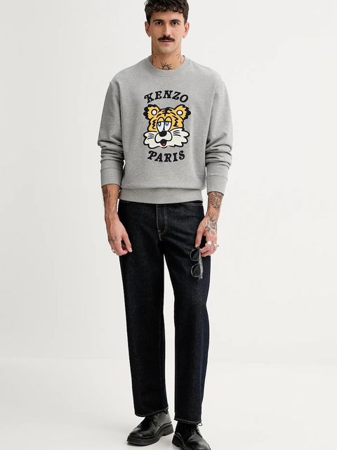 Kenzo bluza bawełniana x Verdy kolor szary z nadrukiem FF58SW2394MF.94