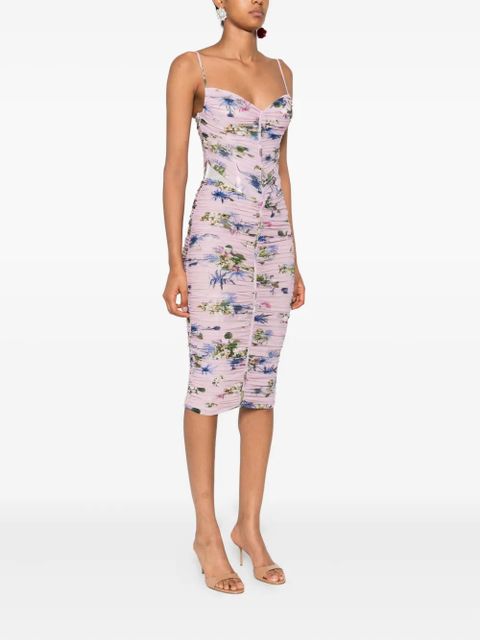 Blumarine floral-print ruched midi day dress - Pink