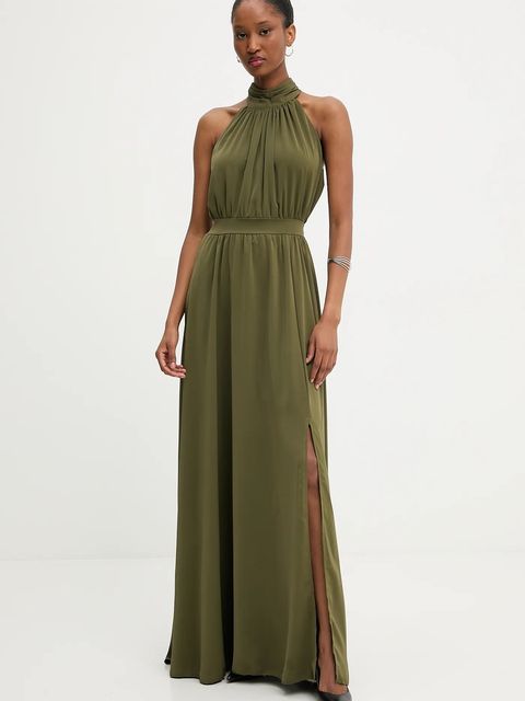 Answear.LAB sukienka kolor zielony maxi rozkloszowana