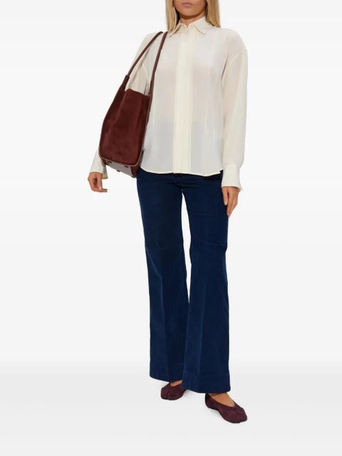 Victoria Beckham pleated-detail silk shirt - Neutrals