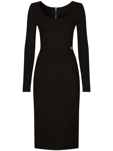 Dolce & Gabbana DG-logo Milano-rib midi dress - Black - zdjęcie produktu nr 1