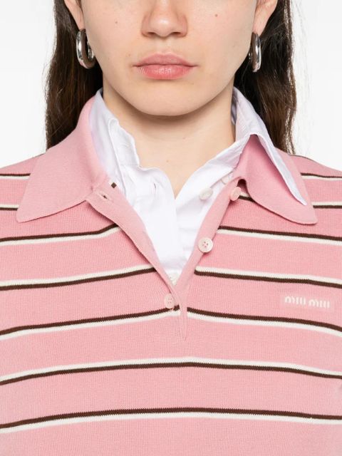 Miu Miu striped polo T-shirt - Pink